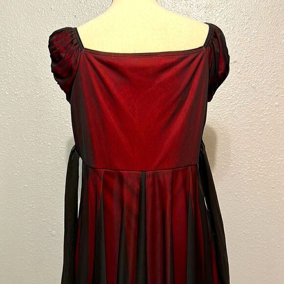 Vintage Jody California knee length red black sheer dress size 13/14 - Picture 8 of 12